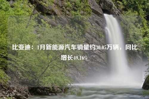 比亚迪：1月新能源汽车销量约30.05万辆，同比增长49.16%