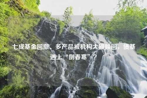 七成基金回撤、多产品被机构大额赎回，债基遇上“倒春寒”？