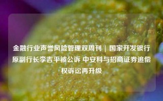 金融行业声誉风险管理双周刊 | 国家开发银行原副行长李吉平被公诉 中安科与招商证券追偿权诉讼再升级