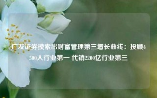 广发证券摸索出财富管理第三增长曲线：投顾4500人行业第一 代销2200亿行业第三