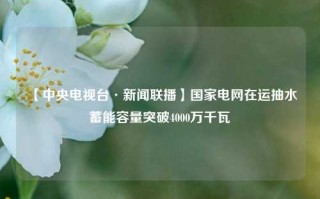 【中央电视台·新闻联播】国家电网在运抽水蓄能容量突破4000万千瓦