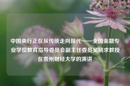 中国央行正在从传统走向现代——全国金融专业学位教育指导委员会副主任委员吴晓求教授在贵州财经大学的演讲