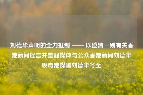 刘德华声明的全力抵制 —— 以澄清一则有关香港新闻谣言并警醒媒体与公众香港新闻刘德华吸毒港媒曝刘德华冬至