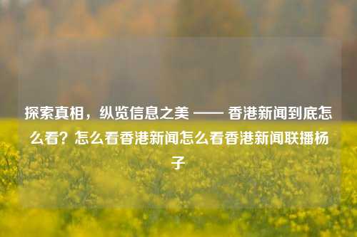 探索真相，纵览信息之美 —— 香港新闻到底怎么看？怎么看香港新闻怎么看香港新闻联播杨子