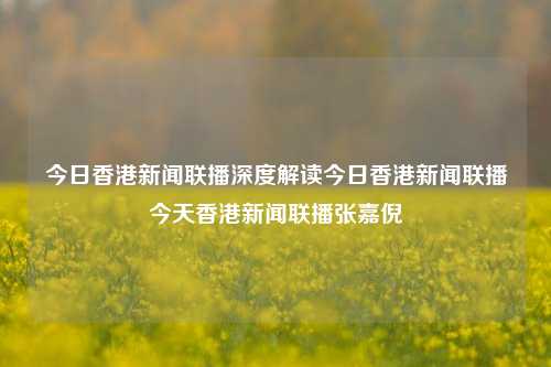 今日香港新闻联播深度解读今日香港新闻联播今天香港新闻联播张嘉倪