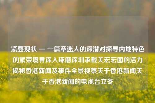 紧要现状 — 一篇章迷人的深潜对探寻内地特色的繁荣境界深入琢磨深圳承载关宏宏图的活力揭秘香港新闻及事件全景视察关于香港新闻关于香港新闻的电视台立冬