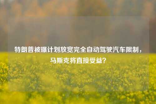 特朗普被曝计划放宽完全自动驾驶汽车限制，马斯克将直接受益？