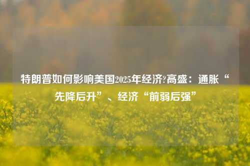 特朗普如何影响美国2025年经济?高盛：通胀“先降后升”、经济“前弱后强”