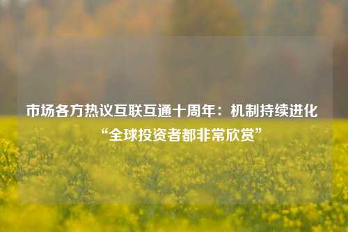 市场各方热议互联互通十周年：机制持续进化 “全球投资者都非常欣赏”