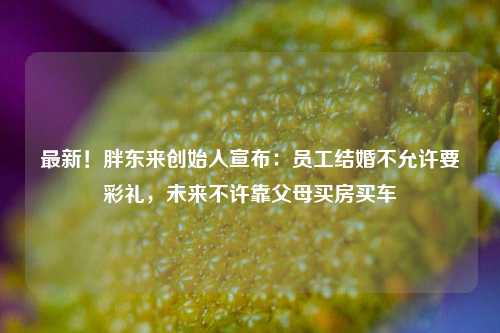 最新！胖东来创始人宣布：员工结婚不允许要彩礼，未来不许靠父母买房买车