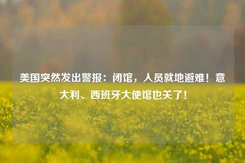 美国突然发出警报：闭馆，人员就地避难！意大利、西班牙大使馆也关了！