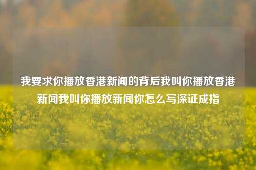 我要求你播放香港新闻的背后我叫你播放香港新闻我叫你播放新闻你怎么写深证成指