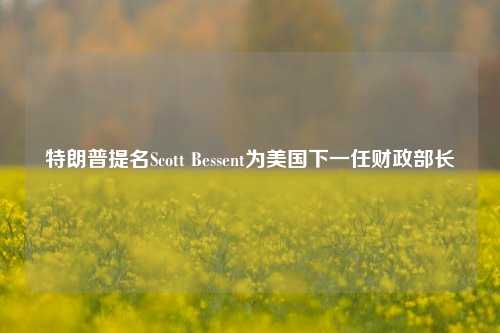 特朗普提名Scott Bessent为美国下一任财政部长