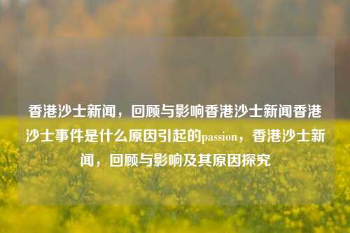 香港沙士新闻，回顾与影响香港沙士新闻香港沙士事件是什么原因引起的passion，香港沙士新闻，回顾与影响及其原因探究，香港沙士新闻，回顾、影响及原因探究-第1张图片-香港亚特