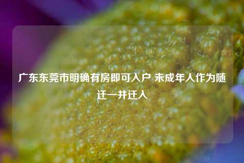 广东东莞市明确有房即可入户 未成年人作为随迁一并迁入-第1张图片-香港亚特