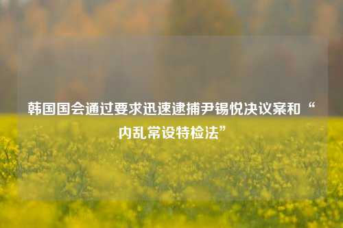 韩国国会通过要求迅速逮捕尹锡悦决议案和“内乱常设特检法”-第1张图片-香港亚特